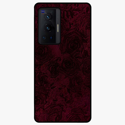 Crimson Fade Flow Glass Case showing flat back view with flowing crimson gradient artwork and glossy glass finish.