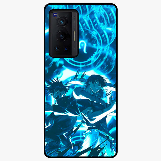Cursed Energy Clash Glass Case showing flat back view with intense cursed energy artwork and glossy glass finish.