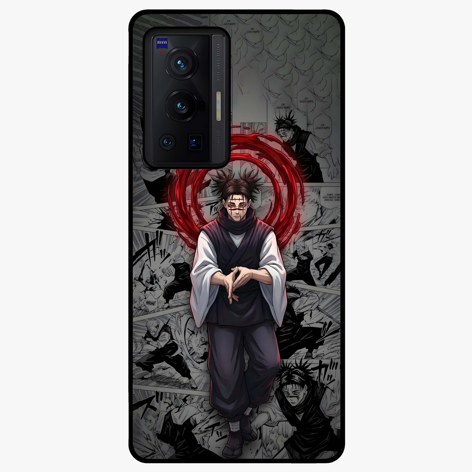 Cursed Ritual Ascension Glass Case showing flat back view with dark ritual themed artwork and glossy glass finish.
