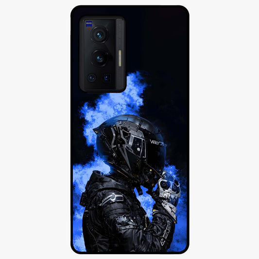 Cyber Sentinel Protocol Glass Case showing flat back view with futuristic cyber themed artwork and glossy glass finish.