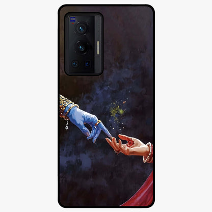 Divine Touch Eternal Glass Case showing flat back view with spiritual themed artwork and glossy glass finish.