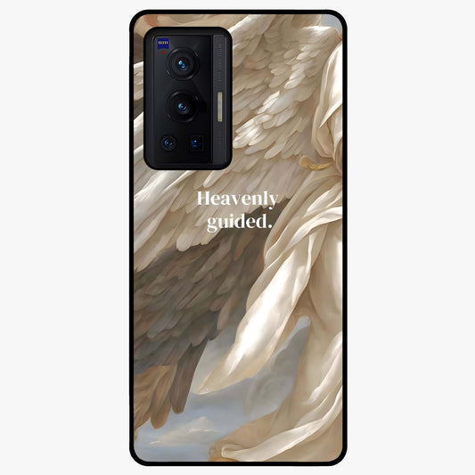Divine Winged Grace Glass Case showing flat back view with elegant wing inspired artwork and glossy glass finish.