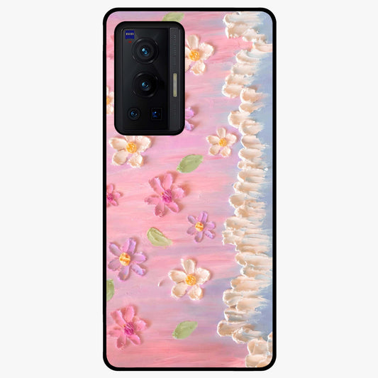 Dreamy Painted Garden Glass Case showing flat back view with artistic painted floral garden artwork and glossy glass finish.