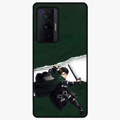 Emerald War Vanguard Glass Case showing flat back view with powerful warrior themed artwork and glossy glass finish.