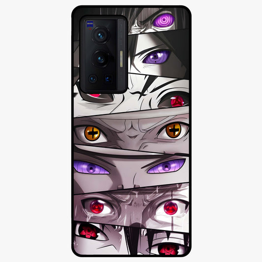 Eyes of Destiny Glass Case showing flat back view with striking eye themed artwork and glossy glass finish.