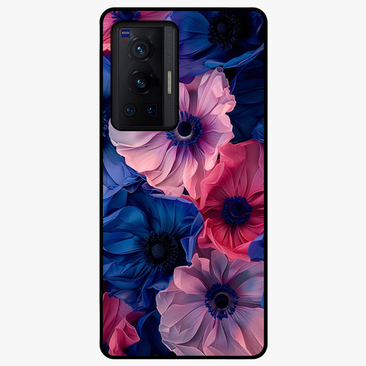 Flower Paper Art Pattern Glass Case showing flat back view with paper cut style floral artwork and glossy glass finish.