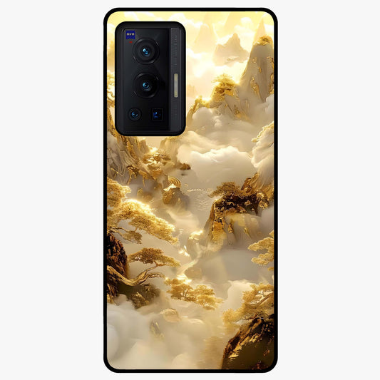 Gates Of Illumination Glass Case showing flat back view with mystical illuminated gate artwork and glossy glass finish.