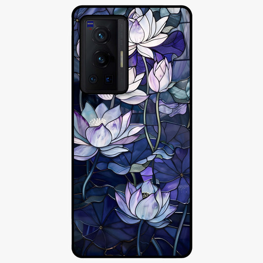 Gloss Petal Rush Glass Case showing flat back view with glossy flower petal artwork and smooth glass finish.