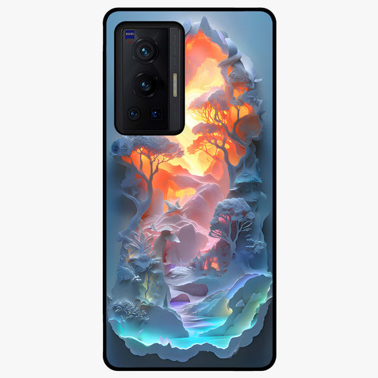 Glow Forest Portal Glass Case showing flat back view with glowing forest portal artwork and glossy glass finish.