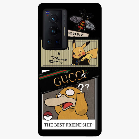 Gucci Play Mashup Glass Case showing flat back view with luxury inspired graphic artwork and glossy glass finish.