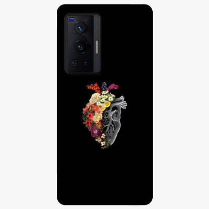 Heart With Flowers Glass Case showing flat back view with heart shaped floral artwork and glossy glass finish.