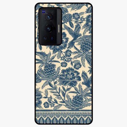 Heirloom Wild Bloom Glass Case showing flat back view with vintage inspired wild flower artwork and glossy glass finish.
