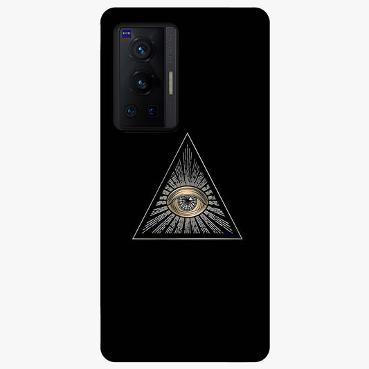 Illuminati Evil Glass Case showing flat back view with mysterious illuminati symbol artwork and glossy glass finish.