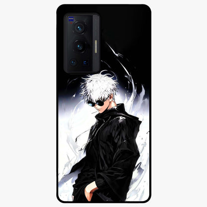 Limitless Shadow King Glass Case showing flat back view with powerful shadow warrior artwork and glossy glass finish.