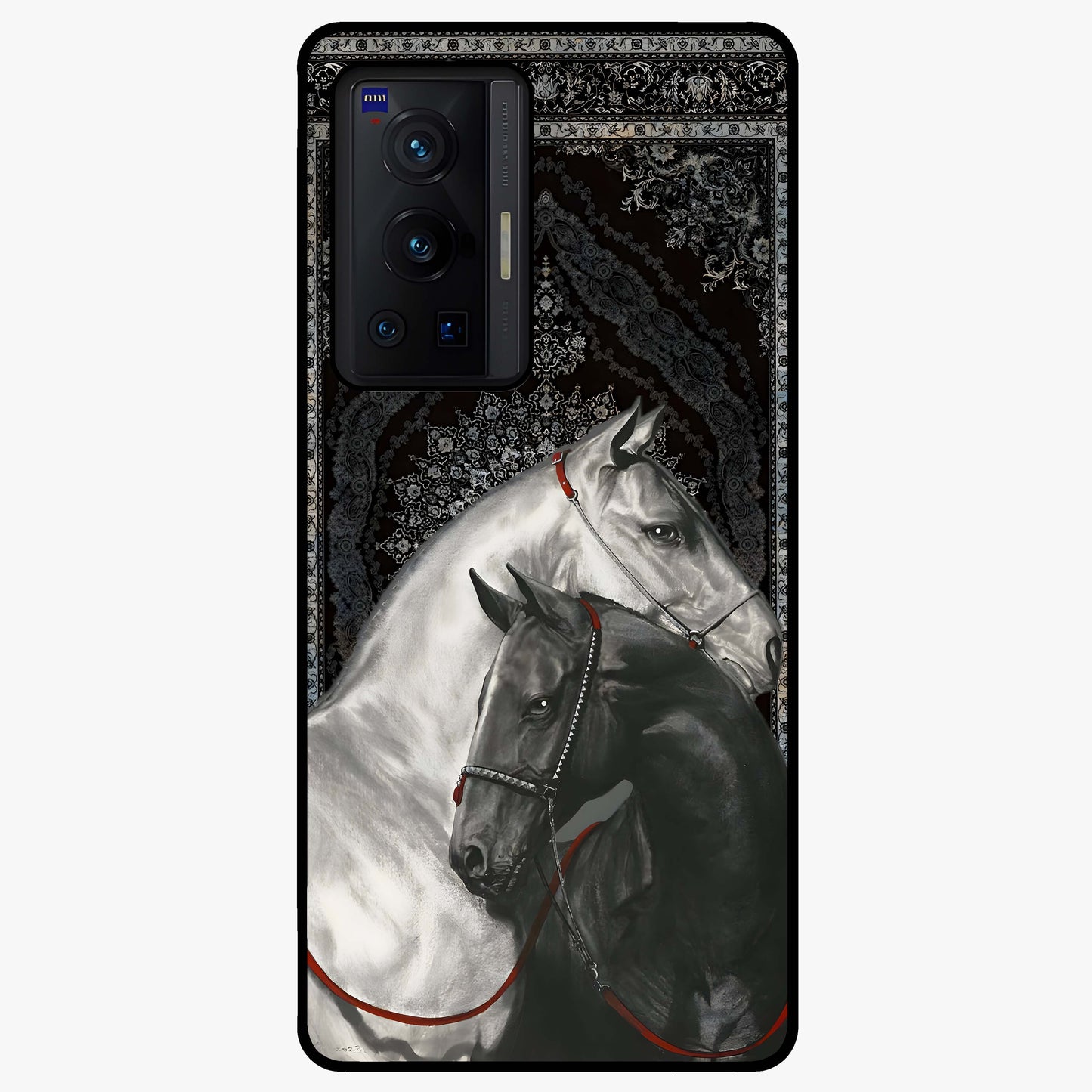 Majestic Ride Legacy Glass Case showing flat back view with powerful automotive inspired artwork and glossy glass finish.
