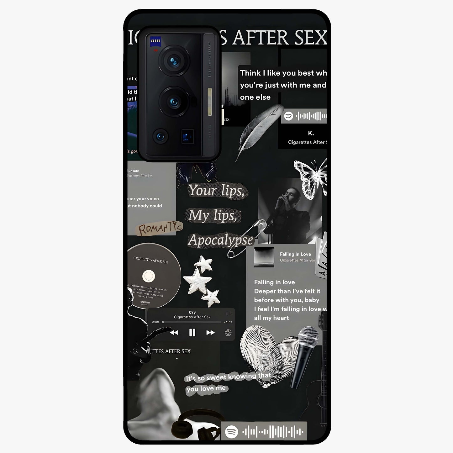 Midnight Love Echo Glass Case showing flat back view with romantic midnight themed artwork and glossy glass finish.