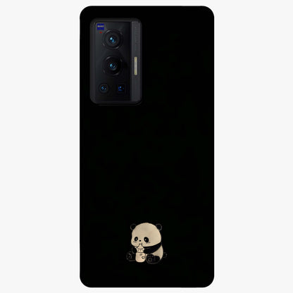 Midnight Panda Love Glass Case showing flat back view with cute panda themed artwork and glossy glass finish.