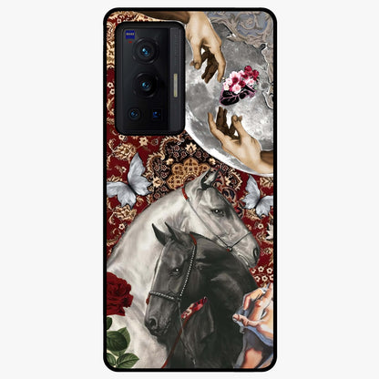 Moonlit Royal Stallion Glass Case showing flat back view with majestic horse under moonlight artwork and glossy glass finish.