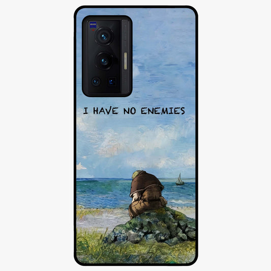 Peace Beyond War Glass Case showing flat back view with symbolic peace themed artwork and glossy glass finish.