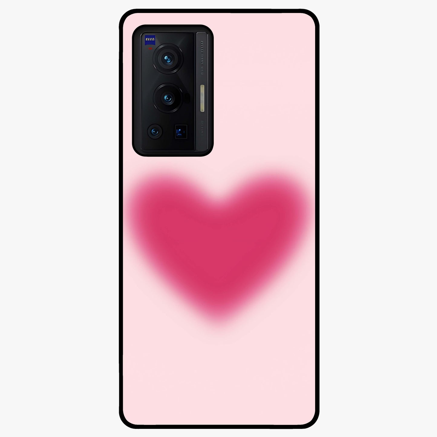Pink Aura Heart Glass Case showing flat back view with glowing heart artwork and glossy glass finish.