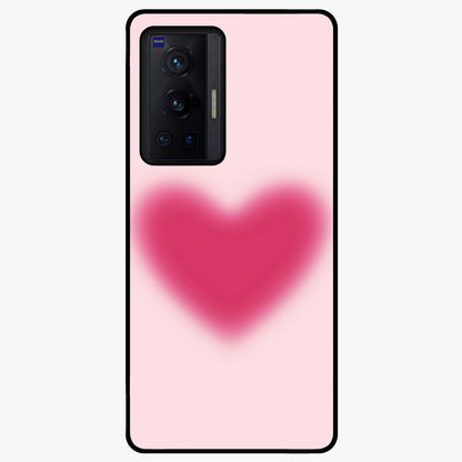 Pink Aura Heart Glass Case showing flat back view with glowing heart artwork and glossy glass finish.