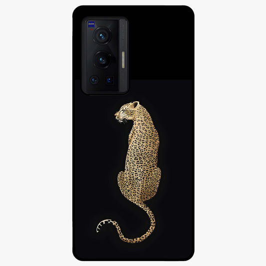 Regal Leopard Glass Case showing flat back view with bold leopard artwork and glossy glass finish.