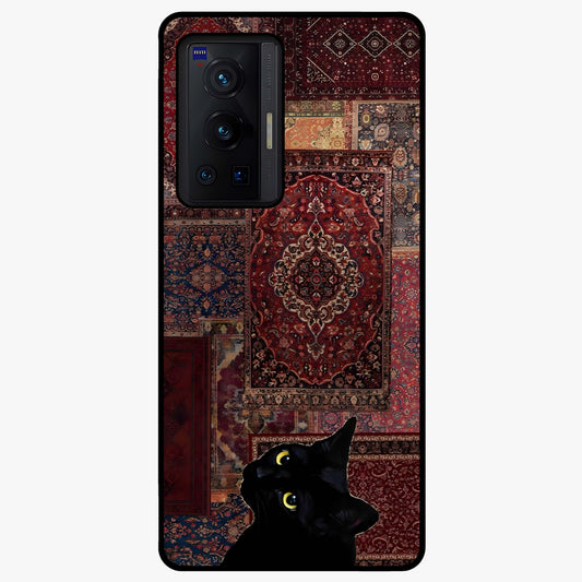 Regal Magic Cat Apple Glass Case showing flat back view with magical cat artwork holding apple and glossy glass finish.
