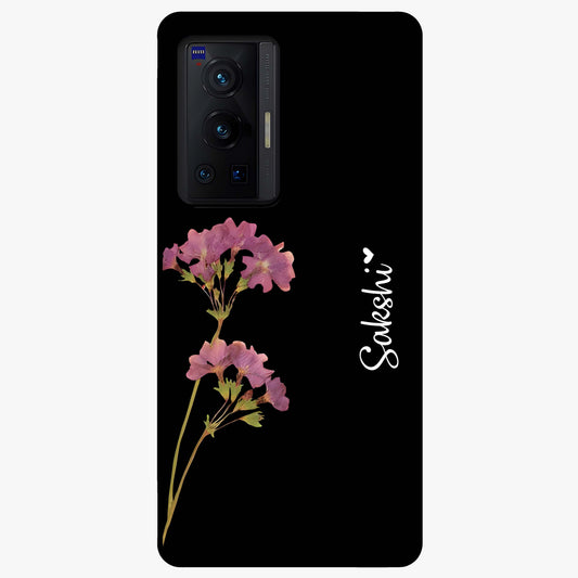 Riching Lavender Flower Custom Name Glass Case showing flat back view with lavender floral artwork and personalized name design.