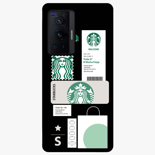 Starbucks Mocha Glass Case showing flat back view with coffee inspired artwork and glossy glass finish.