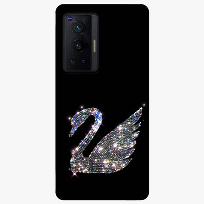 Starlit Swan Grace Glass Case showing flat back view with graceful swan artwork under starry sky and glossy glass finish.