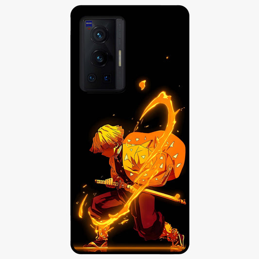 Thunder Flame Execution Glass Case showing flat back view with powerful flame and lightning artwork and glossy glass finish.