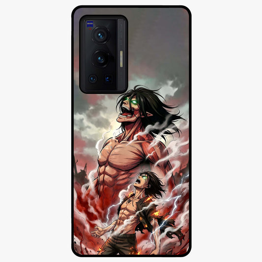 Titan Awakening Fury Glass Case showing flat back view with powerful titan inspired artwork and glossy glass finish.