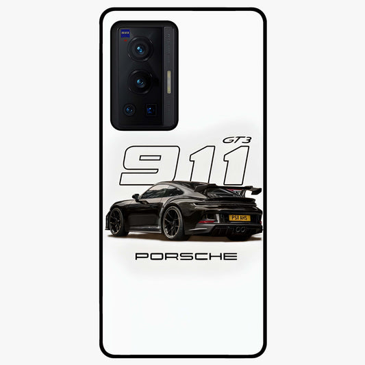 Turbo Legacy Icon Glass Case showing flat back view with iconic sports car inspired artwork and glossy glass finish.