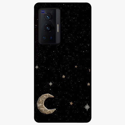 Twinkle Star With Half Moon Glass Case showing flat back view with star and half moon artwork and glossy glass finish.