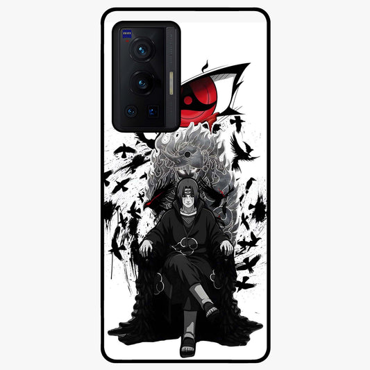 Uchiha Shadow Throne Glass Case showing flat back view with cosmic underwater themed artwork and glossy glass finish.