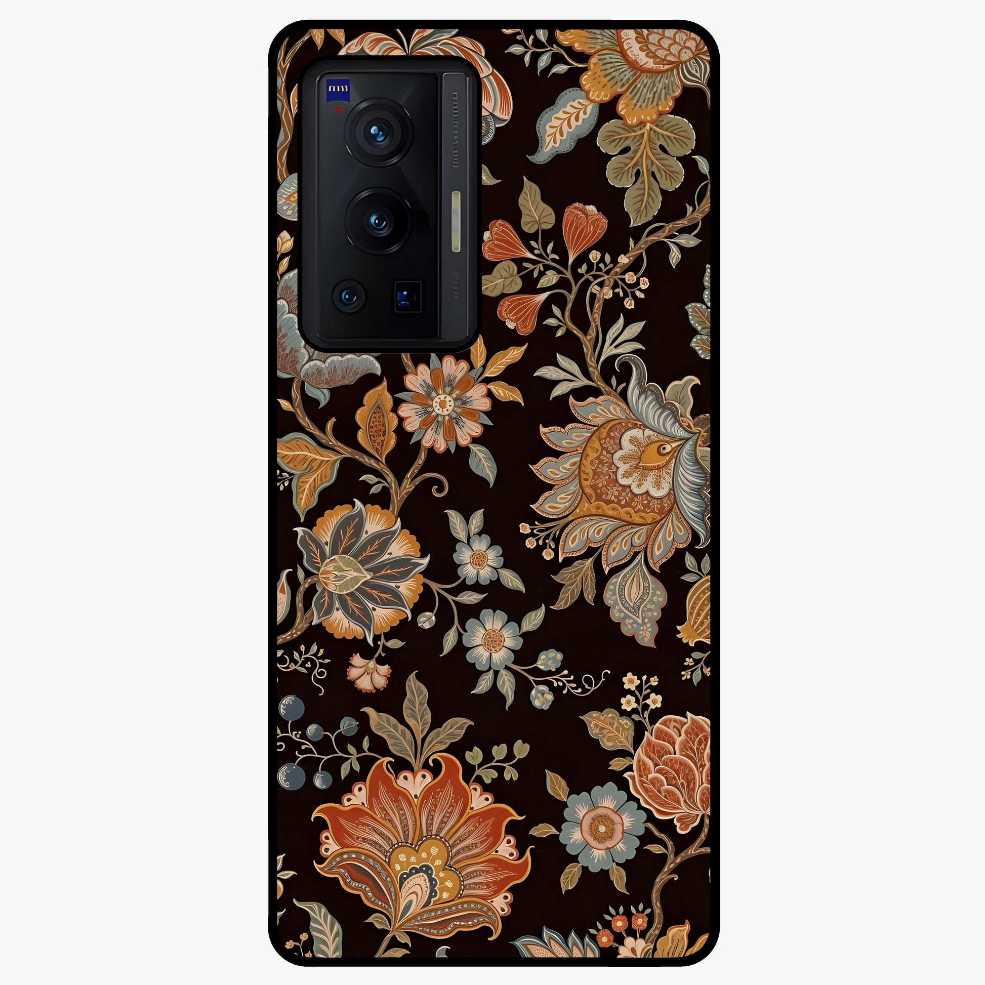 Vintage Floral Dream Glass Case showing flat back view with classic floral artwork and glossy glass finish.