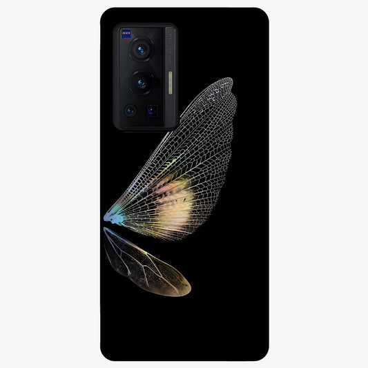 Whispers Of Wings Glass Case showing flat back view with graceful wing inspired artwork and glossy glass finish.