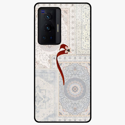 White Aesthetic Bow Glass Case showing flat back view with minimal bow artwork and glossy glass finish.