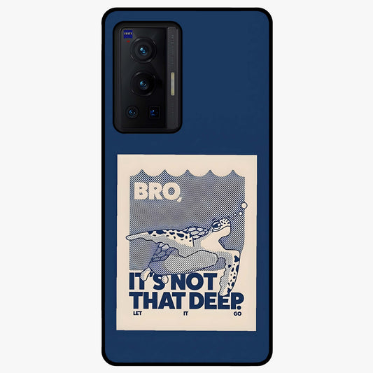 Worry Less Swim Glass Case showing flat back view with playful motivational artwork and glossy glass finish.