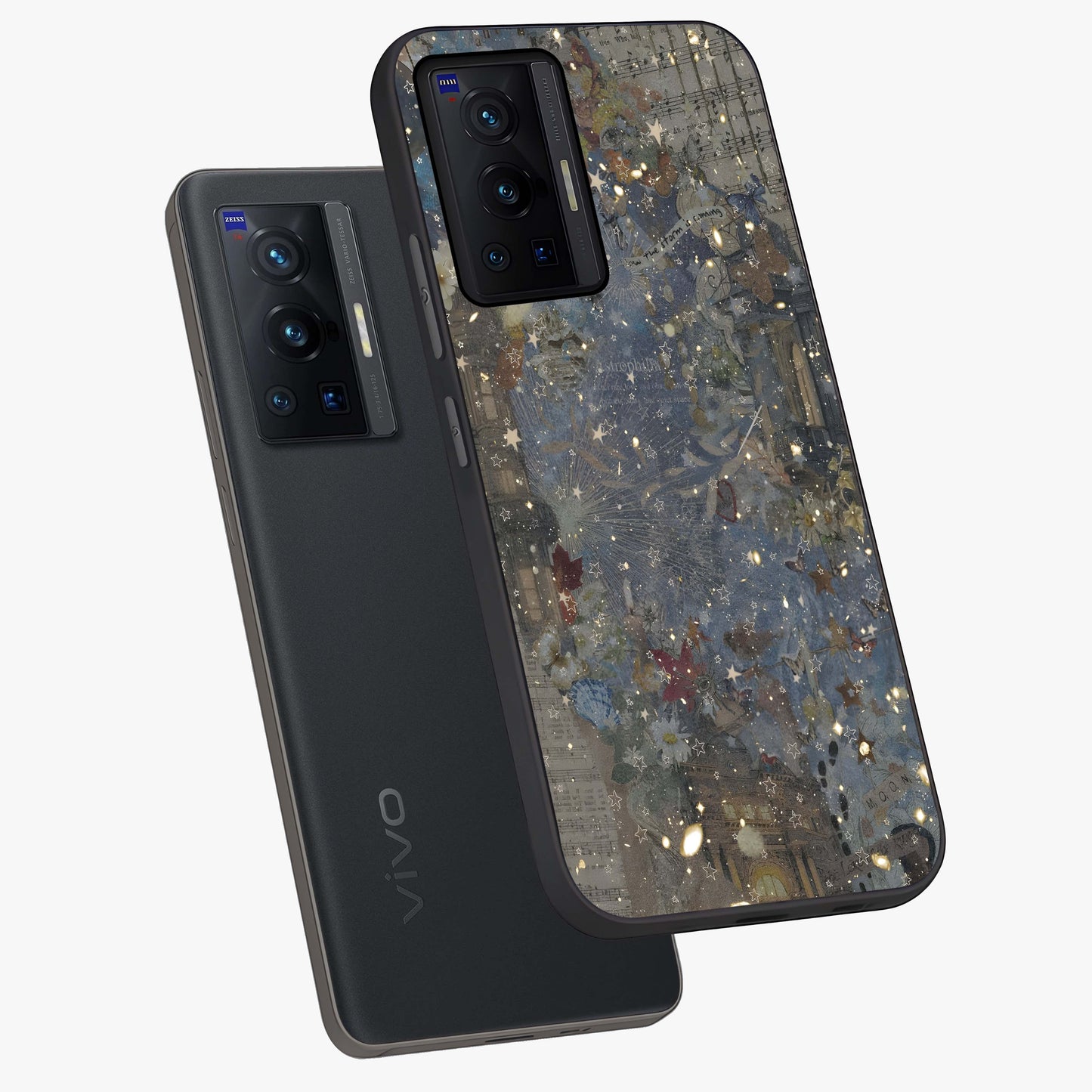 Aesthetic Astrolophia Glass Case displayed in angled mockup highlighting artistic aesthetic elements and smooth glass surface.