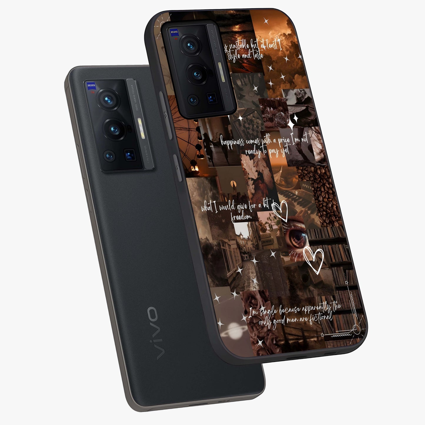Bittersweet Aesthetic Chaos Glass Case displayed in angled mockup highlighting expressive abstract artwork and edgy aesthetic theme.