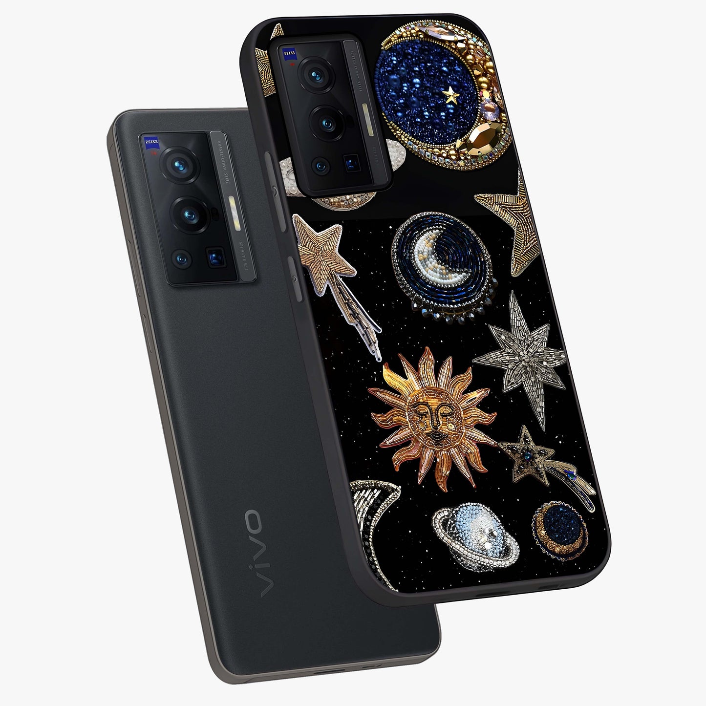 Celestial Gem Constellations Glass Case displayed in angled mockup highlighting gemstone inspired constellation design.