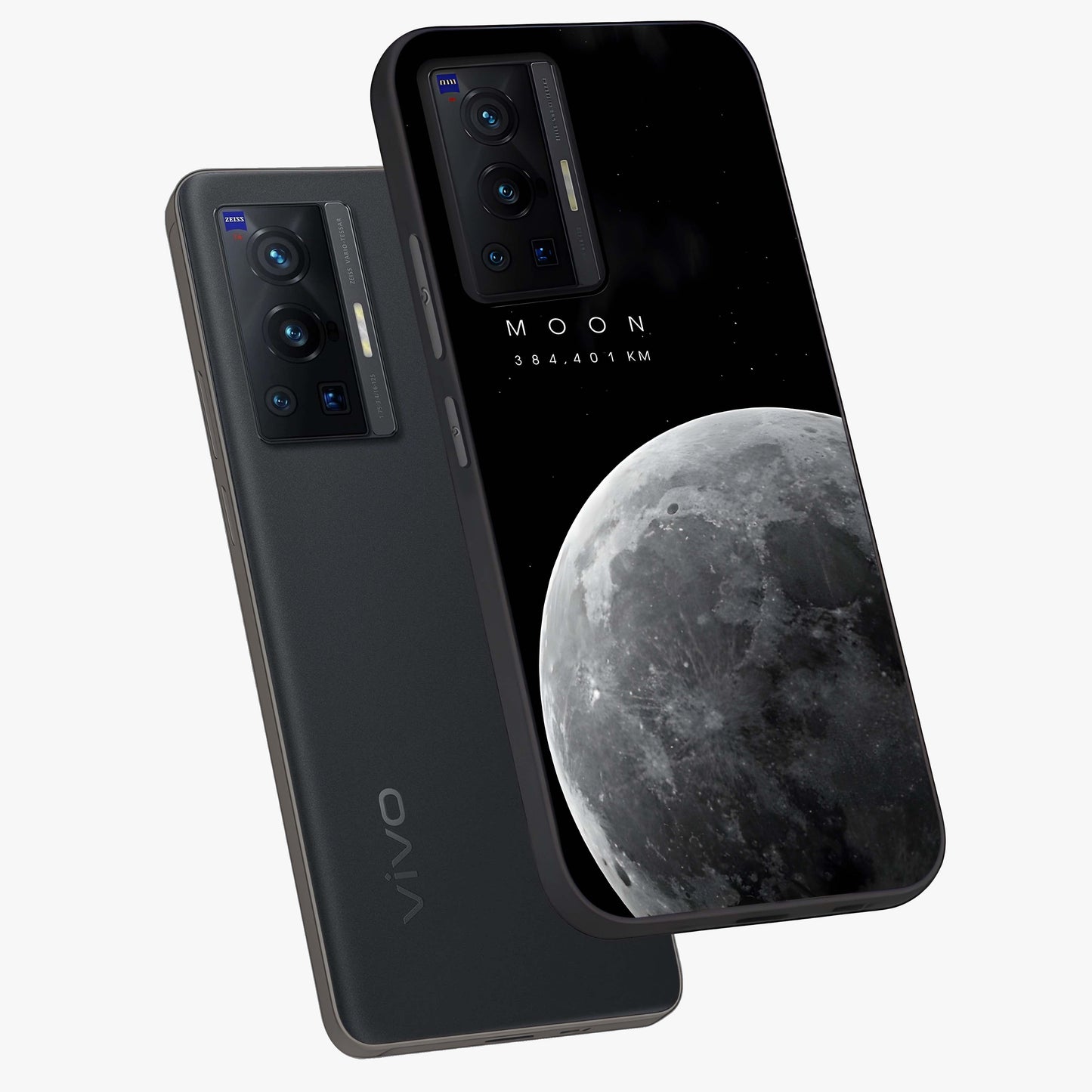 Cosmic Moon Glow Glass Case displayed in angled mockup highlighting celestial moon design with cosmic aesthetic theme.