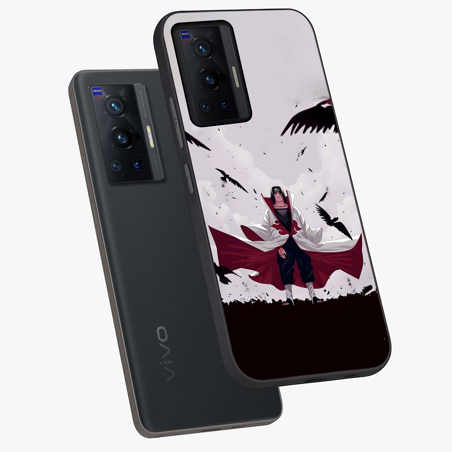 Crimson Crow Ascension Glass Case displayed in angled mockup highlighting powerful crow illustration with dark crimson aesthetic.