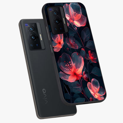Dark Shade of Flower Glass Case displayed in angled mockup highlighting moody floral illustration with aesthetic dark tones.
