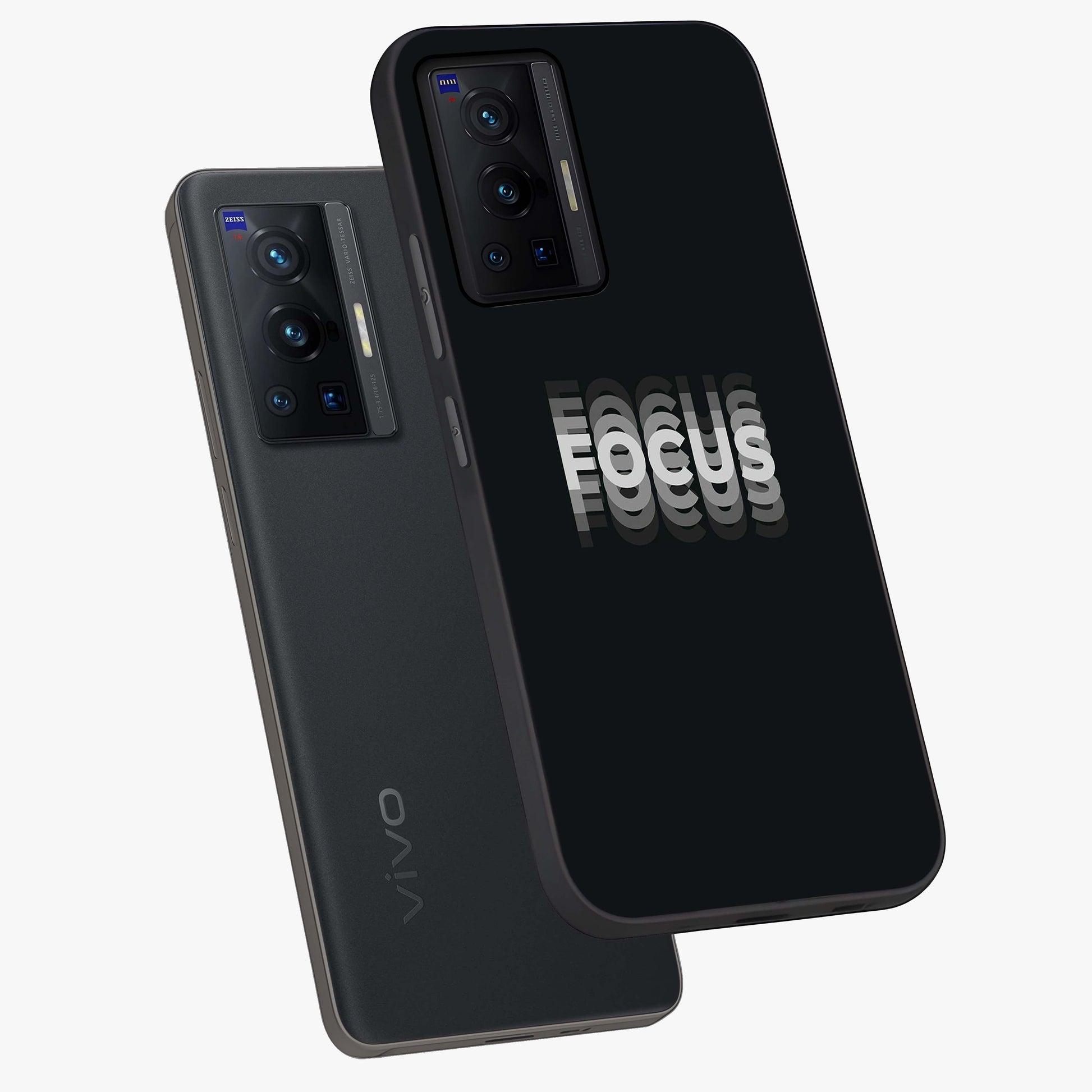 Focus Mode On Glass Case displayed in angled mockup highlighting clean minimal text artwork with modern aesthetic style.