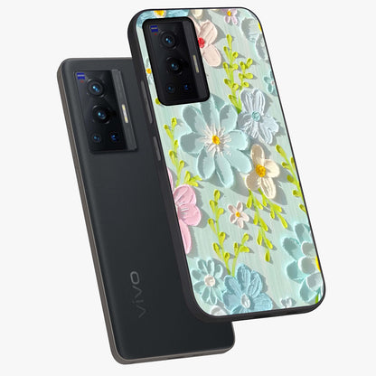 Frosted Petal Garden Glass Case displayed in angled mockup highlighting delicate flower petal design with calm garden aesthetic.
