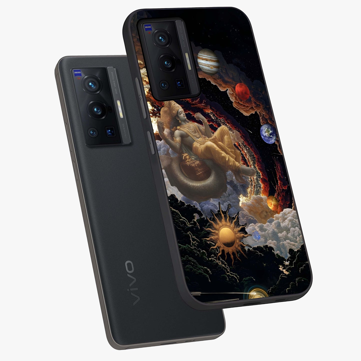 Galactic Divine God Glass Case displayed in angled mockup highlighting powerful celestial deity illustration with galactic aesthetic.
