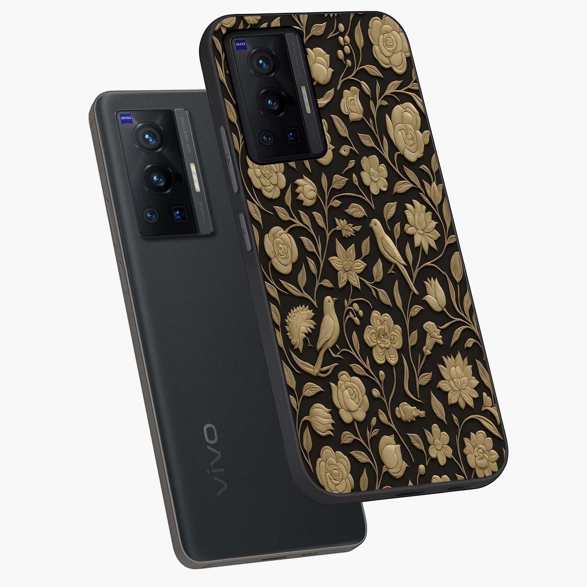 Golden Evil Eye Mandala Glass Case displayed in angled mockup highlighting protective evil eye symbol with golden mandala design.