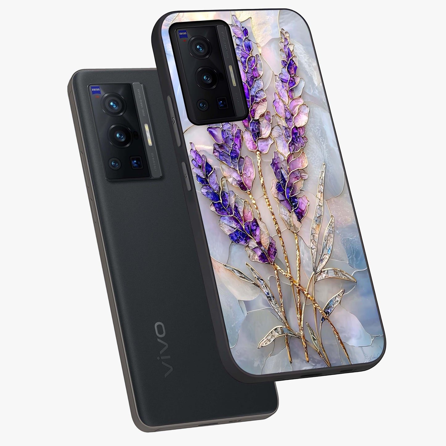 Lavender Dream Glow Glass Case displayed in angled mockup highlighting dreamy purple glow design with soft artistic style.
